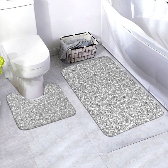 Yiaed Dice Cubes Print Bathroom Mat Set 2 Pieces Mat Anti-Skid Pad Ultra Soft and Absorbent Bathroom Bath Mat Contour Bath Rugs for Toilet Base