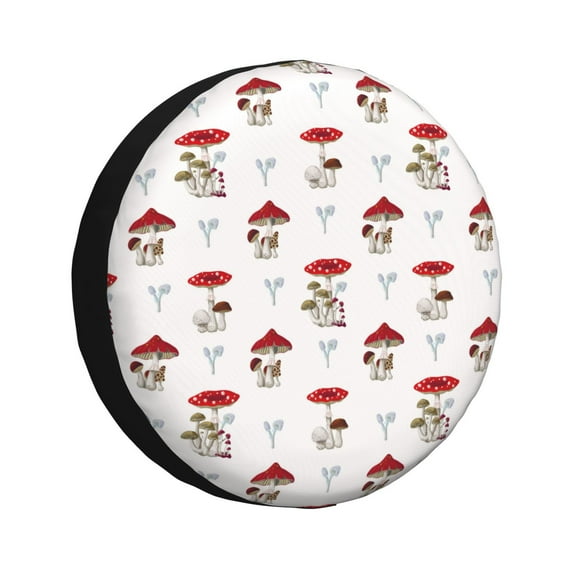 Yiaed Different Mushrooms Print Tire Wheel Cover, Waterproof Spare Tire Cover Fit for Jeep, Truck,Trailer, RV, SUV, Camper and Most Vehicle-15 inch
