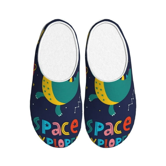 Yiaed Dinosau Space Explorer Print Slippers Fuzzy Warm Cozy Slippers Non Slip House Slippers For Indoor Outdoor Slippers House Slippers-11
