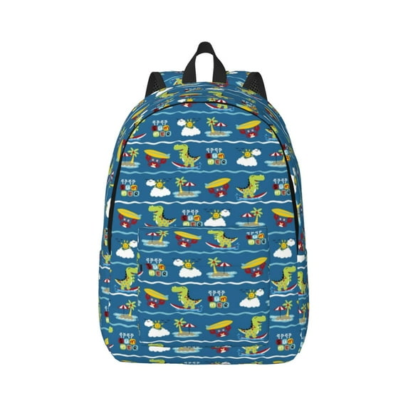 Yiaed Dinosaur on the Beach Vacation Print Backpack, Premium Laptop Backpack, Travel Backpack for Women, Lightweight Backpacks, Comfortable Back Pack-Medium