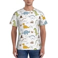 thumbnail image 1 of Yiaed Dinosaur Print Mens Short Sleeve Tight Fit T-Shirt, Crewneck Casual Tee-Large, 1 of 5