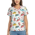 thumbnail image 1 of Yiaed Dinosaur Print Women's T Shirt V-Neck Short Sleeve Shirt Casual Breathable Tee Summer Tops-Medium, 1 of 5