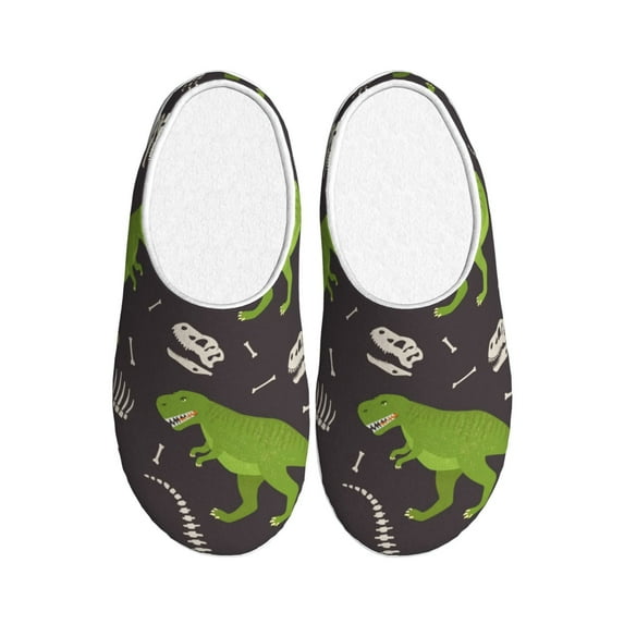 Yiaed Dinosaur Skeleton Print Slippers Fuzzy Warm Cozy Slippers Non Slip House Slippers For Indoor Outdoor Slippers House Slippers-46/47
