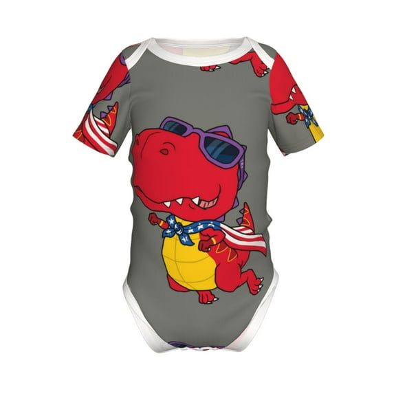 Yiaed Dinosaur Super Hero Cartoon Print Infant Climbing Short Sleeve Onesie One-Piece Baby Bodysuit Clothes 0-12 Months -9M