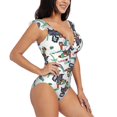 thumbnail image 1 of Yiaed Dinosaur on Excavator2 Print Women's Ruffled One Piece Swimsuit V Neck Swimwear Slimming Monokini for Woman-Large, 1 of 8