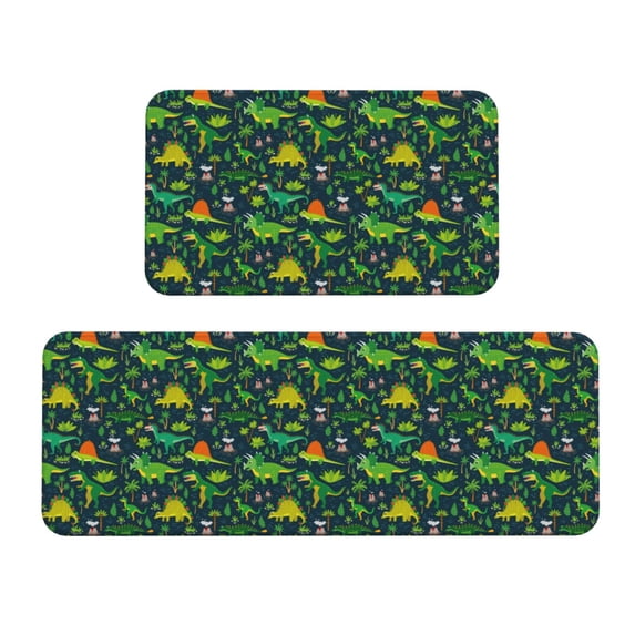 Yiaed Dinosaurs Kitchen Rugs Sets of 2 Kitchen Mats Cushioned Anti Fatigue Kitchen Rug Tapetes Para Cocina for Sink,Laundry Room