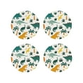 thumbnail image 1 of Yiaed Dinosaurs and Tropical Leaves Print Leather Coasters for Drinks - Cup Coasters Coffee Table Kitchen Table Bar, Home & Office Gifts Handmade Drink Coasters-Round Shape, 1 of 6