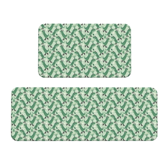 Yiaed Dinosaurs on Roller Skater Kitchen Rugs Sets of 2 Kitchen Mats Cushioned Anti Fatigue Kitchen Rug Tapetes Para Cocina for Sink,Laundry Room