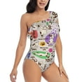 thumbnail image 1 of Yiaed Dog Doing Yoga Print Women One Piece Swimsuits Tummy Control One Shoulder Bathing Suits Pattern Ruffle Swimwear-Medium, 1 of 8