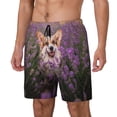 thumbnail image 1 of Yiaed Dog in Lavender Flowers Print Mens Swim Trunks Bathing Suit Compression Liner Beach Swim Shorts Swimwear Quick Dry Zipper Pocket No-Chafing Board Short-Medium, 1 of 6