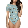 thumbnail image 1 of Yiaed Dog Pets Print Women's Waist-Cinching Short-Sleeved Onesie,Elastic Onesiet,Snaps At Bottom,Easy To Put On And Take Off for Wome Bodysuit -XX-Large, 1 of 8