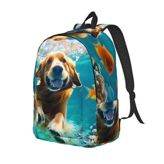 Yiaed Dog Underwater Adventure Print Laptop Backpack Travel Canvas Backpack Vintage Aesthetic Backpack for School Knapsack Plain Backpack Backpack for School-