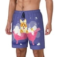 thumbnail image 1 of Yiaed Dog Washes in a Pink Bath Print Mens Swim Trunks Bathing Suit Compression Liner Beach Swim Shorts Swimwear Quick Dry Zipper Pocket No-Chafing Board Short-Large, 1 of 6