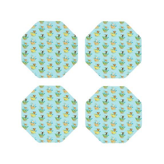 Yiaed Doggy In Bubble Bath Print Leather Coasters for Drinks - Cup Coasters Coffee Table Kitchen Table Bar, Home & Office Gifts Handmade Drink Coasters-Octagon
