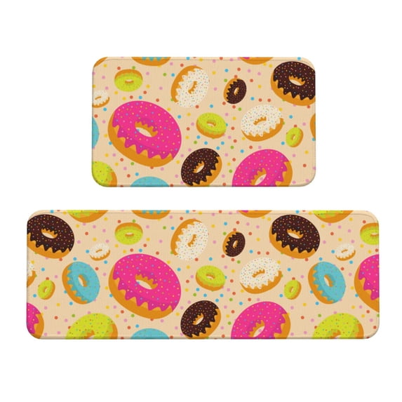 Yiaed Donuts Kitchen Rugs Sets of 2 Kitchen Mats Cushioned Anti Fatigue Kitchen Rug Tapetes Para Cocina for Sink,Laundry Room