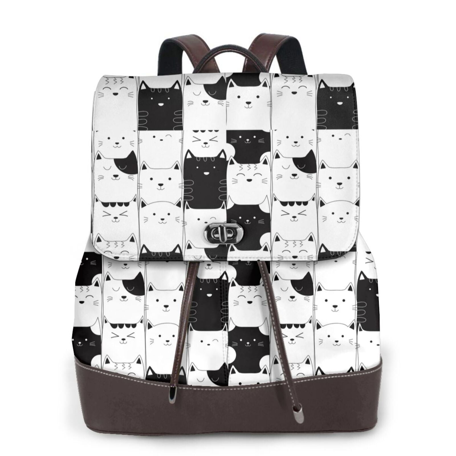Yiaed Doodle Cute Cat Print Laptop Backpack for Women Slim Computer Bag ...