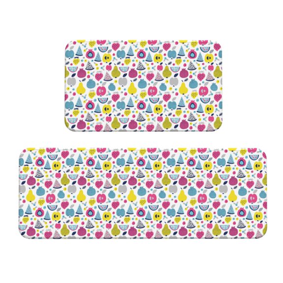 Yiaed Doodle Fruits Kitchen Rugs Sets of 2 Kitchen Mats Cushioned Anti Fatigue Kitchen Rug Tapetes Para Cocina for Sink,Laundry Room