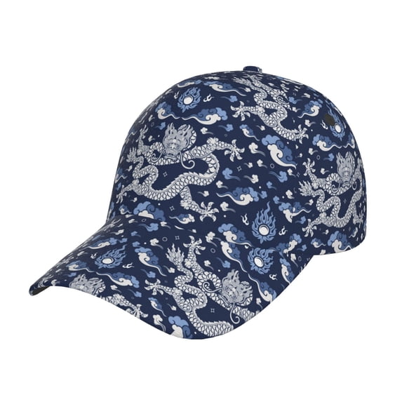 Yiaed Dragon Print Cap Adjustable Size for Running Workouts and Outdoor Activities All Seasons