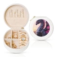 thumbnail image 1 of Yiaed Dragon Print Travel Jewelry Case Bridesmaid Gift Boxes Jewelry Travel Organizer Small Round Jewelry Box Mini Storage-White, 1 of 7
