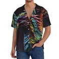 thumbnail image 1 of Yiaed Dragon with Colorful Tail Print Mens Casual Wrinkle Free Shirts Short Sleeve Button Down Summer Stretch Dress Shirt-Medium, 1 of 5