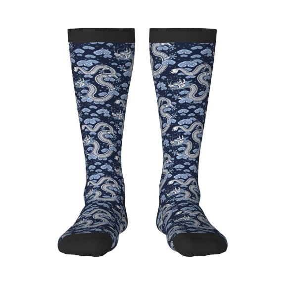 Yiaed Dragons Print Great elasticity Adult Stockings Sports socks for Men and Women