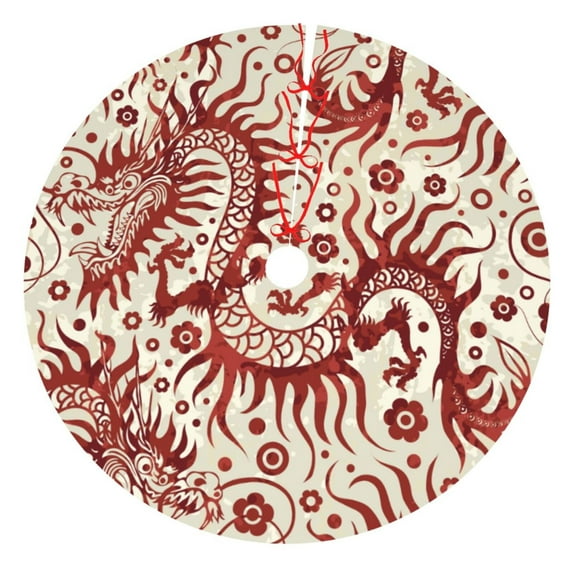 Yiaed Dragons1 Print Christmas Tree Skirt , Tree SkirtsTree Mat for Christmas Winter Holiday Indoor Decorations-48"