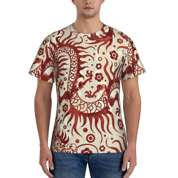Yiaed Dragons1 Print Mens Short Sleeve Tight Fit T-Shirt, Crewneck Casual Tee-XX-Large