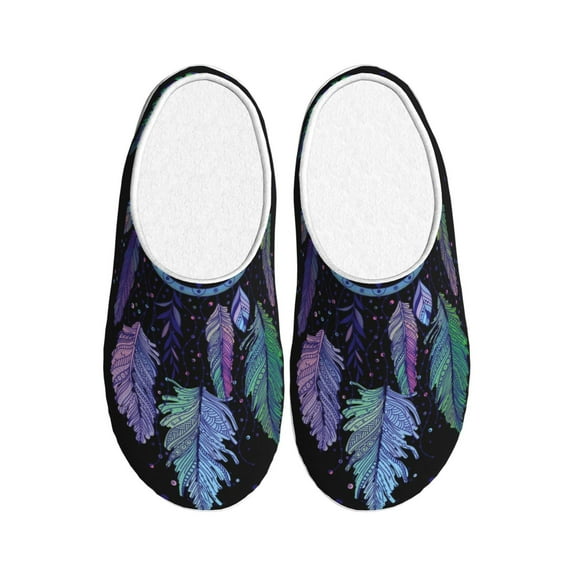 Yiaed Dreamcatcher With Colorful Feathers Print Slippers Fuzzy Warm Cozy Slippers Non Slip House Slippers For Indoor Outdoor Slippers House Slippers-11
