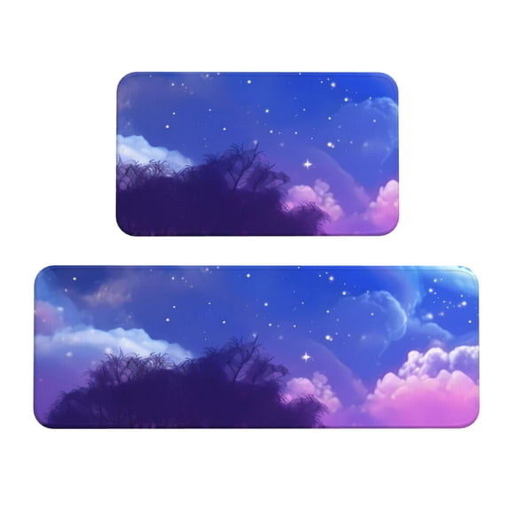 Yiaed Dreamy Colorful Starry Sky Kitchen Rugs Sets of 2 Kitchen Mats Cushioned Anti Fatigue Kitchen Rug Tapetes Para Cocina for Sink,Laundry Room