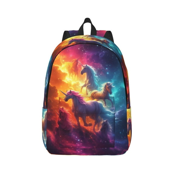 Yiaed Dreamy Night Sky White Horse Print Backpack, Premium Laptop Backpack, Travel Backpack for Women, Lightweight Backpacks, Comfortable Back Pack-Medium