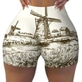 thumbnail image 1 of Yiaed Dutch Windmill Print Women's Athletic Shorts Running Shorts Sporty Short High Waisted Elastic Workout Shorts for Yoga Gym Running & Sports -Small, 1 of 8