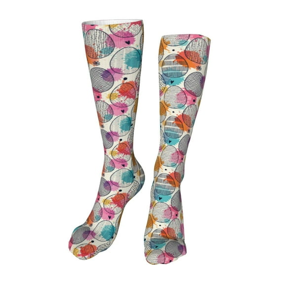 Yiaed Easter Egg Print Great elasticity Adult Stockings Sports socks for Men and Women-One Size