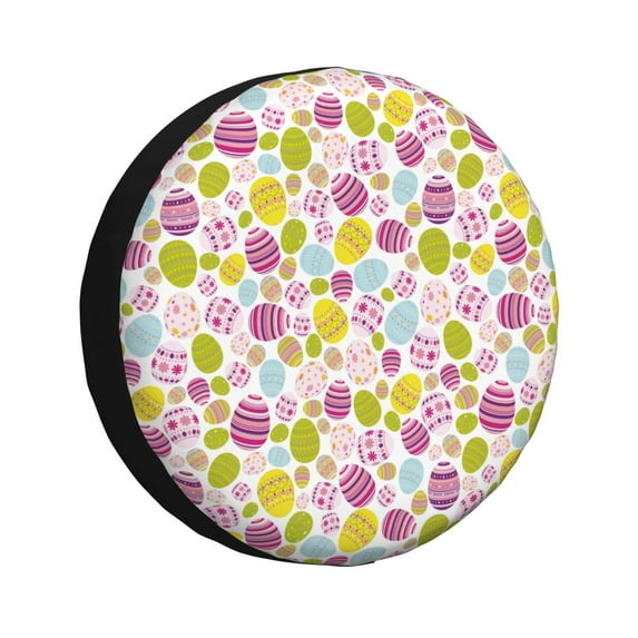 Yiaed Easter Egg Print Tire Wheel Cover, Waterproof Spare Tire Cover Fit for Jeep, Truck,Trailer, RV, SUV, Camper and Most Vehicle-17 inch