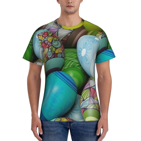 Yiaed Easter Egg1 Print Mens Short Sleeve Tight Fit T-Shirt, Crewneck Casual Tee-Small