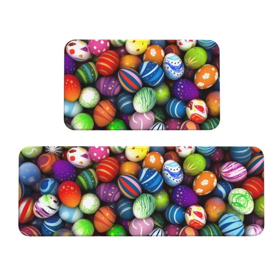 Yiaed Easter Eggs2 Kitchen Rugs Sets of 2 Kitchen Mats Cushioned Anti Fatigue Kitchen Rug Tapetes Para Cocina for Sink,Laundry Room
