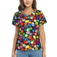 thumbnail image 1 of Yiaed Easter Eggs2 Print Women's T Shirt V-Neck Short Sleeve Shirt Casual Breathable Tee Summer Tops-3X-Large, 1 of 5