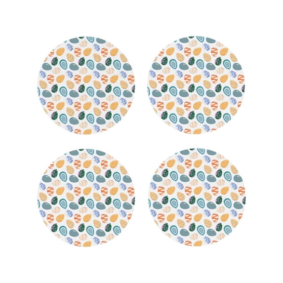 Yiaed Easter eggs Print Leather Coasters for Drinks - Cup Coasters Coffee Table Kitchen Table Bar, Home & Office Gifts Handmade Drink Coasters-Round Shape