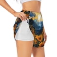 thumbnail image 1 of Yiaed Elegant Sunset Sunflower Print Women's Running Shorts with Liner 3 Zipper Pockets Elastic Workout Athletic Gym Yoga Shorts-Large, 1 of 7