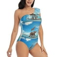 thumbnail image 1 of Yiaed Elephant Giraffe Print Women One Piece Swimsuits Tummy Control One Shoulder Bathing Suits Pattern Ruffle Swimwear-X-Large, 1 of 8