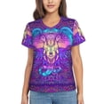 thumbnail image 1 of Yiaed Elephant in Tribal Style Print Women's T Shirt V-Neck Short Sleeve Shirt Casual Breathable Tee Summer Tops-XX-Large, 1 of 5