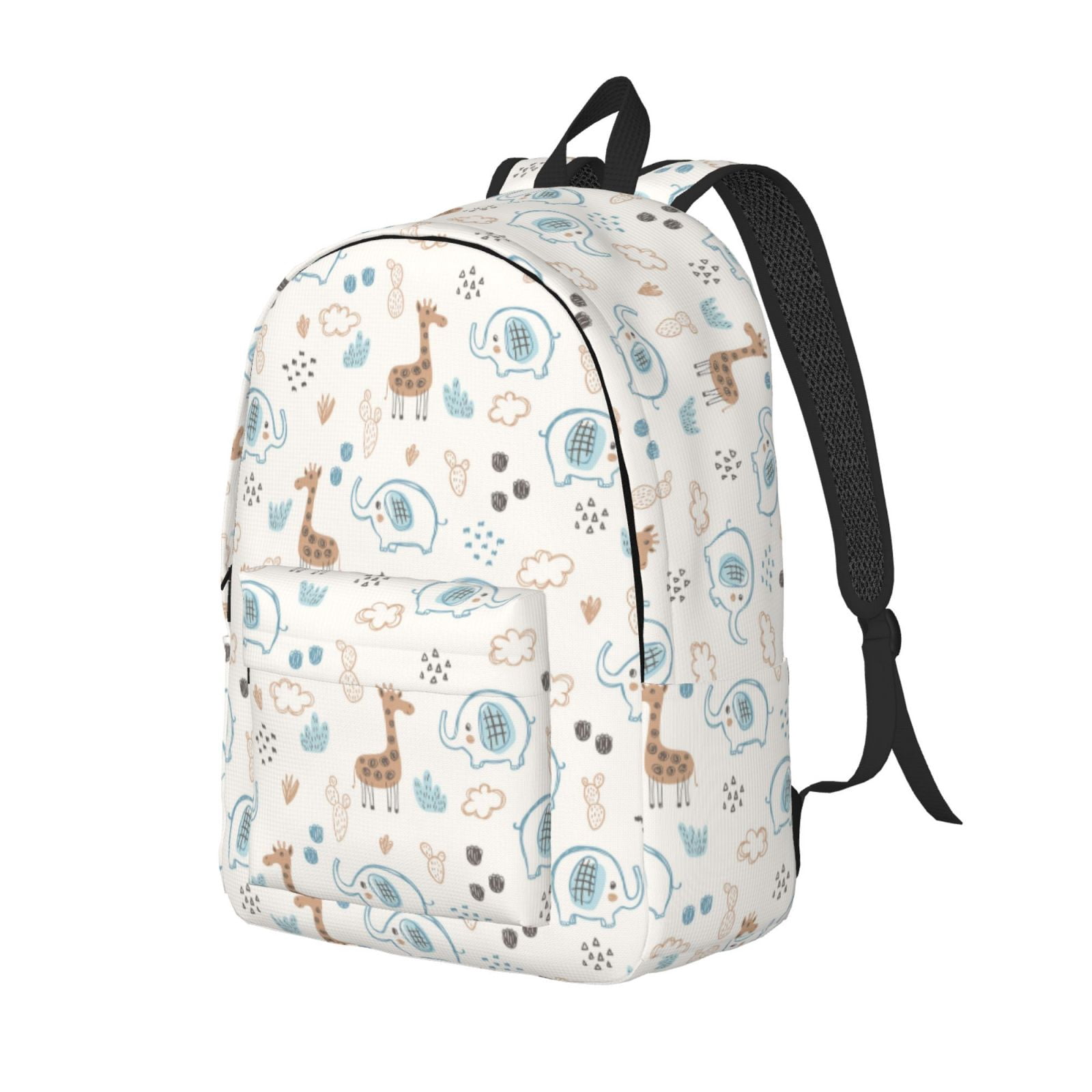 Yiaed Elephants And Giraffes Print Laptop Backpack Travel Canvas ...