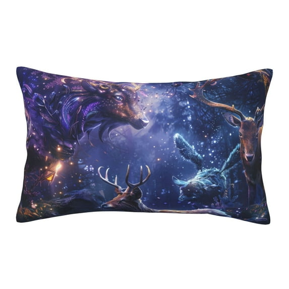 Yiaed Enchanted Forest Stag Gathering Print Brushed Microfiber Envelope Pillowcases, Standard,Envelope Closure Pillow Cases(Without Pillow Core)-16"x24"