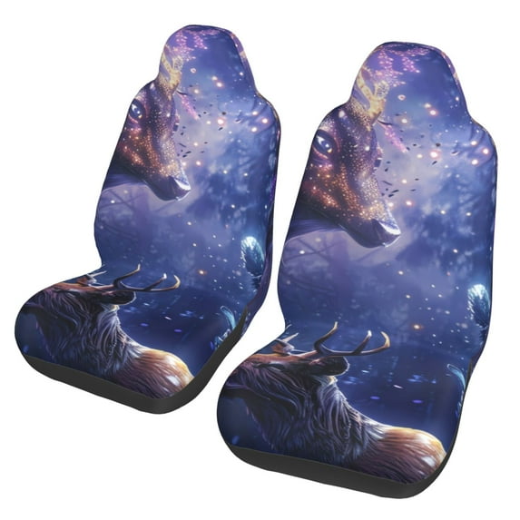 Yiaed Enchanted Forest Stag Gathering Print Car Seat Covers,Universal Auto Seats Protector Fits for Car,SUV Sedan,Truck,Automotive Seat Covers & Accessories(Two packs)