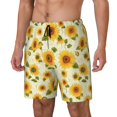thumbnail image 1 of Yiaed European-style Pattern Sunflower Print Mens Swim Trunks Bathing Suit Compression Liner Beach Swim Shorts Swimwear Quick Dry Zipper Pocket No-Chafing Board Short-X-Large, 1 of 6