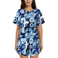 thumbnail image 1 of Yiaed Evil Eye Print Short Sleeve Pajama Sets for Women Casual Crew Neck 2 Piece Lounge Sets Women's Short-Sleeved Pajama-Large, 1 of 1