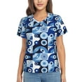 thumbnail image 1 of Yiaed Evil Eye Print Women's T Shirt V-Neck Short Sleeve Shirt Casual Breathable Tee Summer Tops-Large, 1 of 5