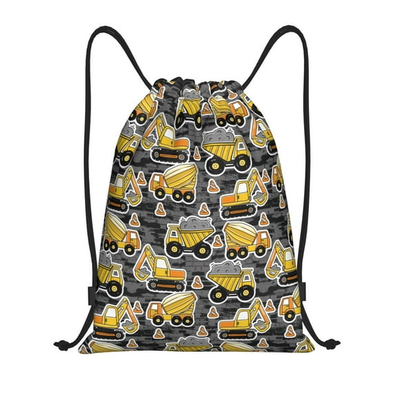 Yiaed Excavator At Work Print Drawstring Bags Drawstring Backpack Bulk String Back Pack Gym Sport Bag-Small