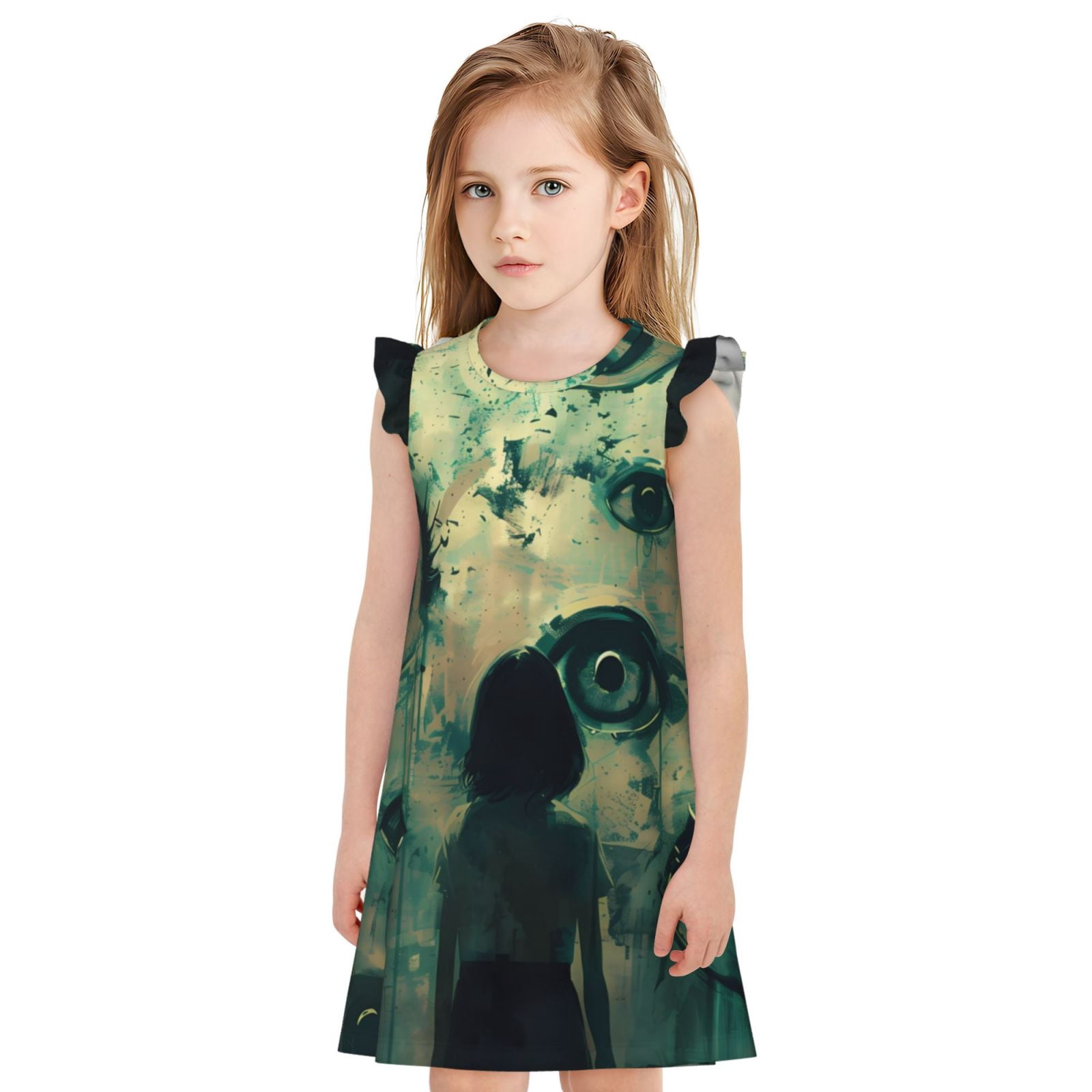 Yiaed Eyes Watching In The Dark Print Girls Nightgowns, Princess