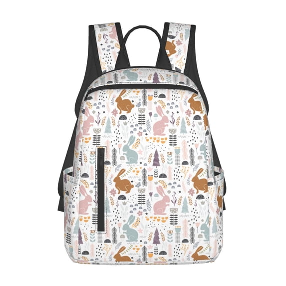 Yiaed Fall Rabbit Print Lightweight Backpack Travel Backpacks Hiking Daypack for Women Men