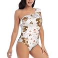 thumbnail image 1 of Yiaed Fall Squirrel Print Women One Piece Swimsuits Tummy Control One Shoulder Bathing Suits Pattern Ruffle Swimwear-Small, 1 of 8